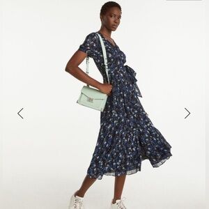 The Kooples Blue Floral Poppy Midi Dress Size 2